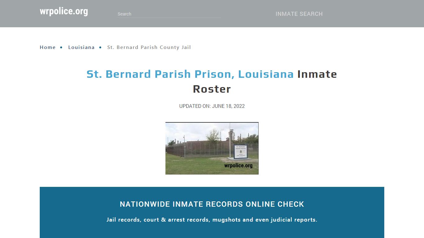 St. Bernard Parish Prison, Louisiana - Inmate Locator