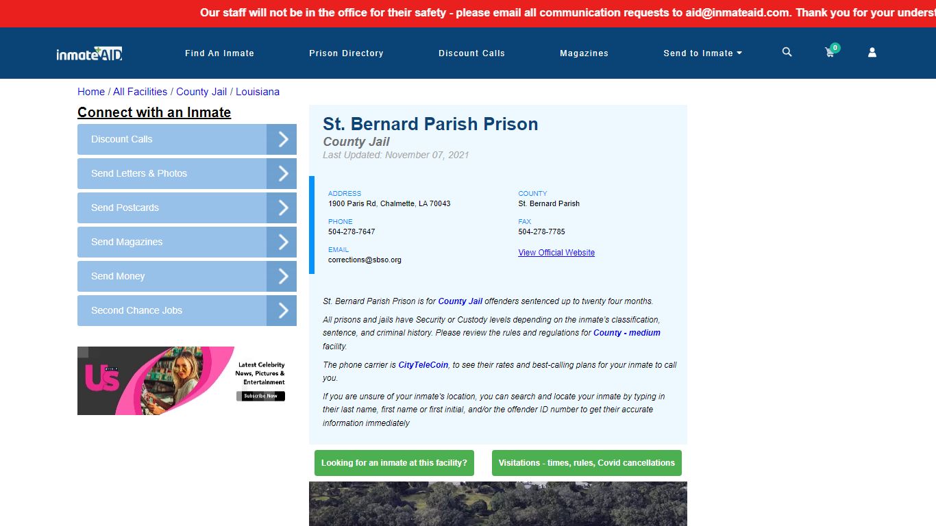 St. Bernard Parish Prison - Inmate Locator - Chalmette, LA